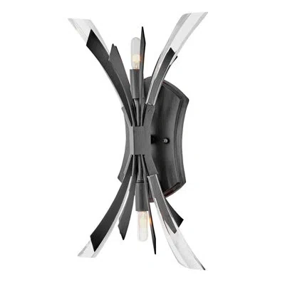 Fredrick Ramond Vida 17.25" Two-light Modern Wall Sconce W/ Crystal Accents In Black,gray;black,grey;noir,gris