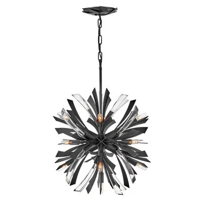 Fredrick Ramond Vida 22" Thirteen-light Modern Orb Hanging Chandelier W/ Crystal Accents In Brushed Graphite