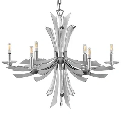 Fredrick Ramond Vida 29.25" Six-light Single Tier Candle Chandelier W/ Crystal Accents In Glacial