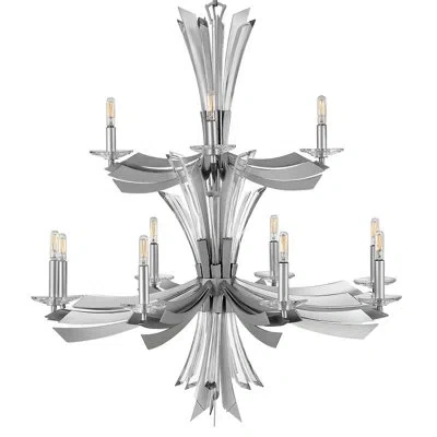 Fredrick Ramond Vida 34" Twelve-light Two-tier Candle Chandelier W/ Crystal Accents In Glacial