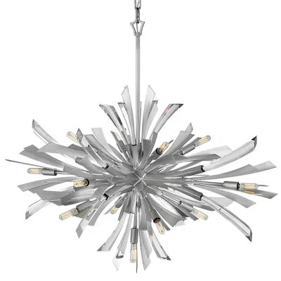 Fredrick Ramond Vida 36" Thirteen-light Modern Horizontal Hanging Chandelier W/ Crystal Accents In Glacial