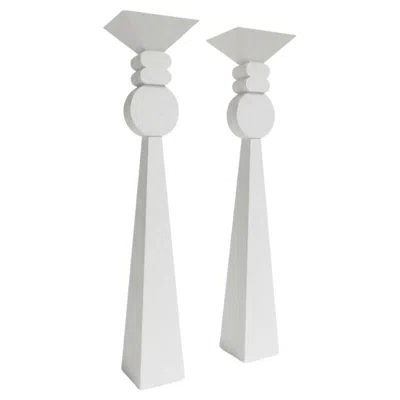 Pre-owned Fredrick Ramond White Post Modern Torchieres Floor Lamps By
