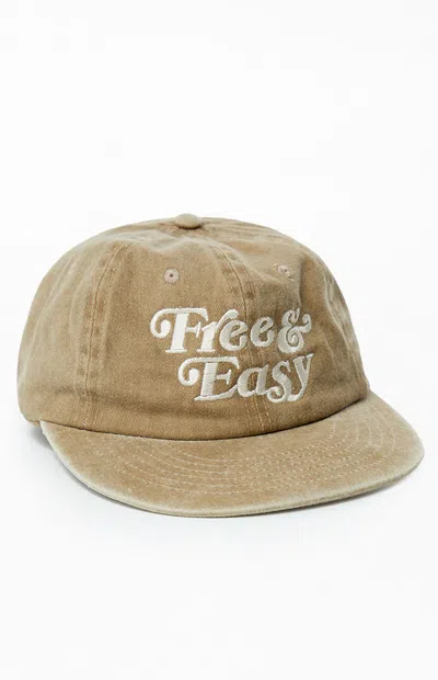 Free And Easy Logo Washed Khaki Hat In Brown