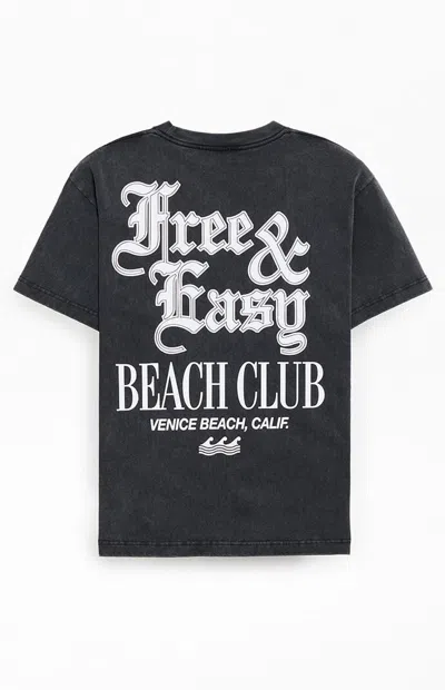 Free And Easy Men's Beach Club T-shirt In Washed Black In Animal Print