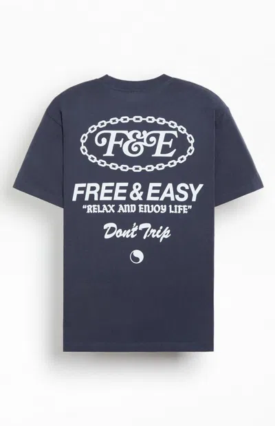 Free And Easy Men's Chain T-shirt In Navy In Blue