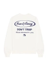 Free And Easy Script Heavy Fleece Sweatshirt In White