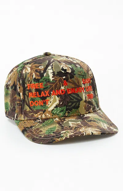Free And Easy Tree Camo Trifecta Two Tone 5 Panel Snapback Hat In Camouflage In Green