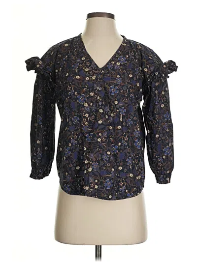 Pre-owned Free Assembly 3/4 Sleeve Blouse In Blue