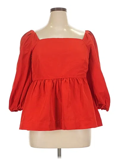 Pre-owned Free Assembly 3/4 Sleeve Blouse In Red