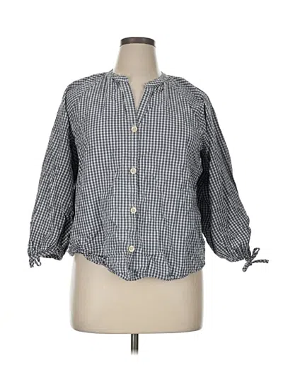 Pre-owned Free Assembly 3/4 Sleeve Button Down Shirt In Blue