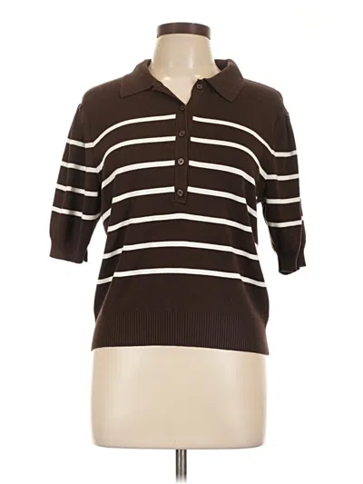 Pre-owned Free Assembly 3/4 Sleeve Button Down Shirt In Brown