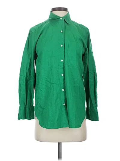 Pre-owned Free Assembly 3/4 Sleeve Button Down Shirt In Green