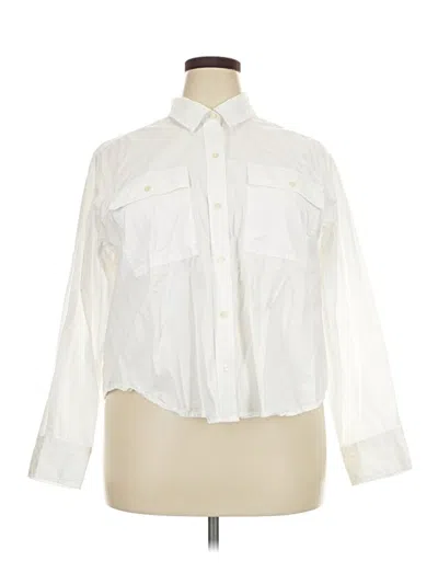 Pre-owned Free Assembly 3/4 Sleeve Button Down Shirt In White