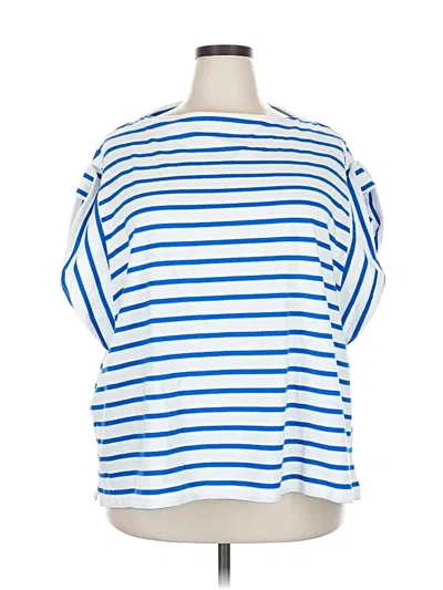 Pre-owned Free Assembly 3/4 Sleeve Top Blue Boatneck Tops