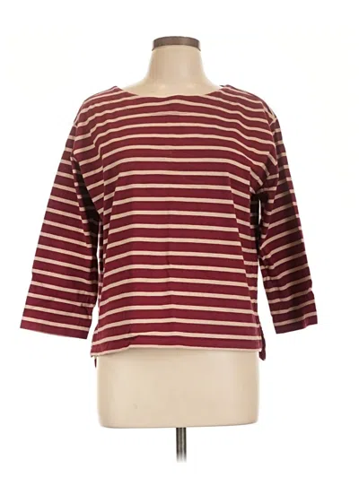 Pre-owned Free Assembly 3/4 Sleeve T-shirt In Burgundy