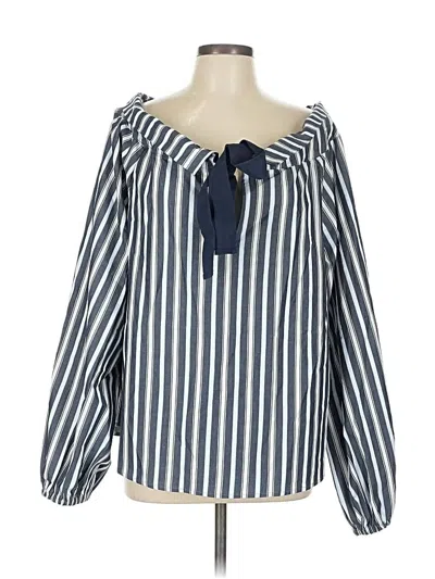 Pre-owned Free Assembly Long Sleeve Blouse In Blue