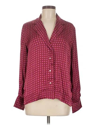 Pre-owned Free Assembly Long Sleeve Blouse In Burgundy