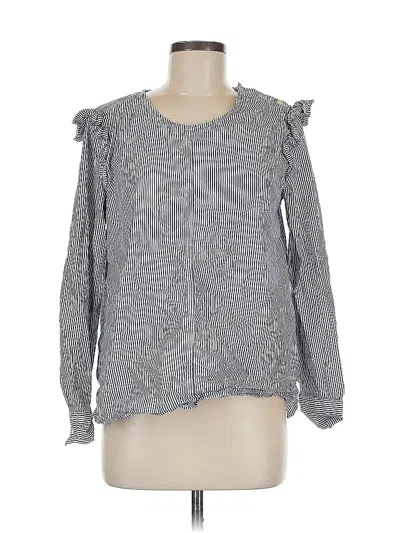 Pre-owned Free Assembly Long Sleeve Blouse In Gray