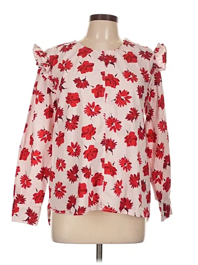 Pre-owned Free Assembly Long Sleeve Blouse In Red