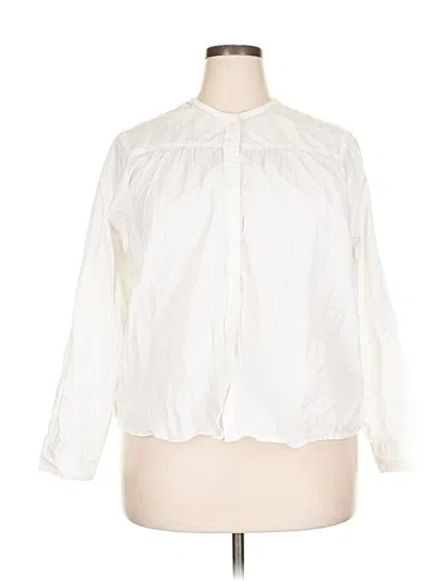 Pre-owned Free Assembly Long Sleeve Blouse In White
