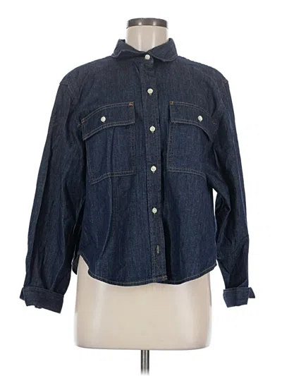 Pre-owned Free Assembly Long Sleeve Button Down Shirt In Blue