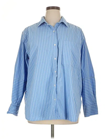 Pre-owned Free Assembly Long Sleeve Button Down Shirt In Blue