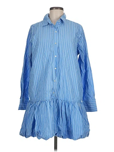 Pre-owned Free Assembly Long Sleeve Button Down Shirt In Blue