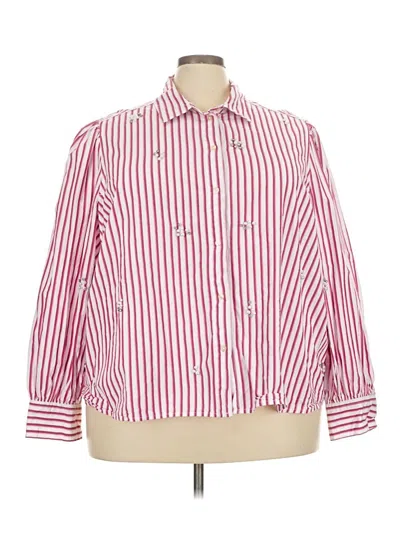 Pre-owned Free Assembly Long Sleeve Button Down Shirt In Red