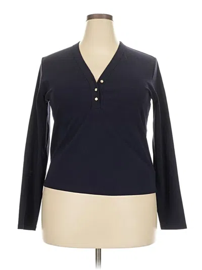Pre-owned Free Assembly Long Sleeve Henley Shirt In Blue