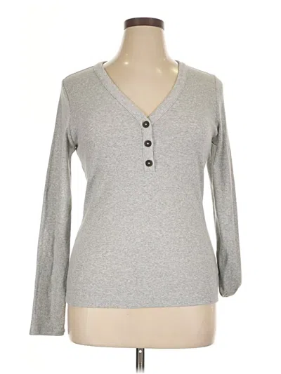 Pre-owned Free Assembly Long Sleeve Henley Shirt In Gray
