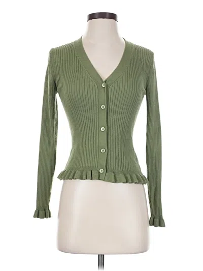 Pre-owned Free Assembly Long Sleeve Top Green Sweetheart Neckline Tops