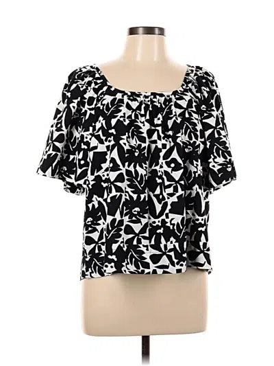 Pre-owned Free Assembly Short Sleeve Blouse In Black