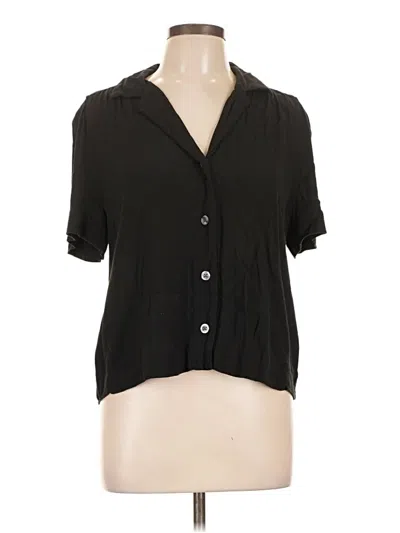 Pre-owned Free Assembly Short Sleeve Blouse In Black