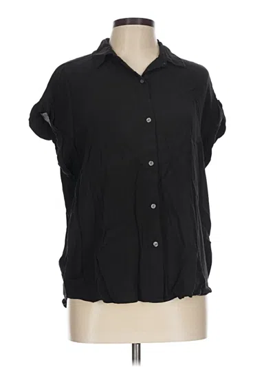 Pre-owned Free Assembly Short Sleeve Blouse In Black