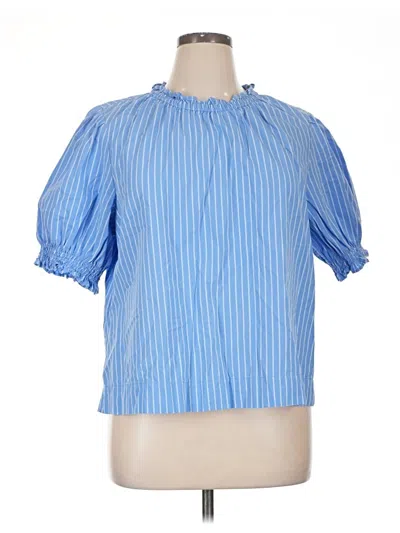 Pre-owned Free Assembly Short Sleeve Blouse In Blue