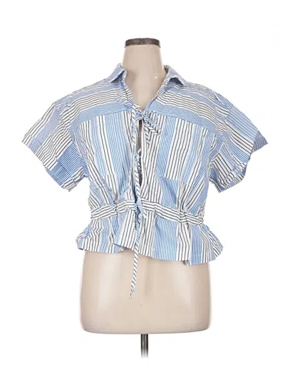 Pre-owned Free Assembly Short Sleeve Blouse In Blue