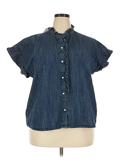 Pre-owned Free Assembly Short Sleeve Blouse In Blue
