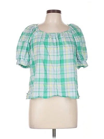 Pre-owned Free Assembly Short Sleeve Blouse In Green