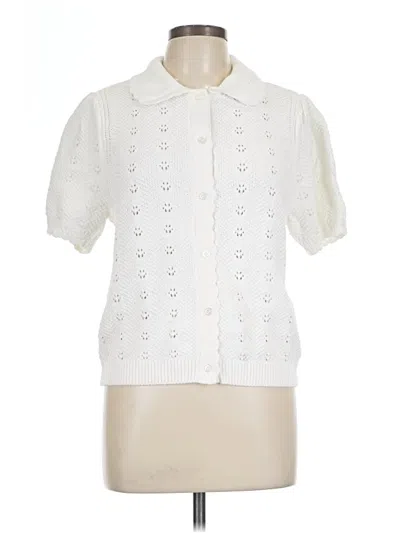 Pre-owned Free Assembly Short Sleeve Blouse In Ivory