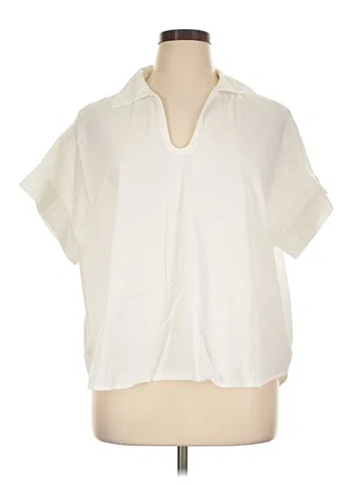Pre-owned Free Assembly Short Sleeve Blouse In Ivory