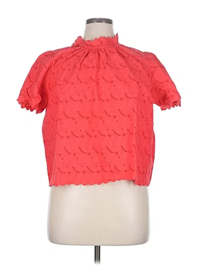 Pre-owned Free Assembly Short Sleeve Blouse In Red