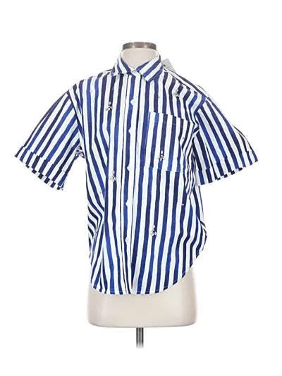 Pre-owned Free Assembly Short Sleeve Button Down Shirt In Blue