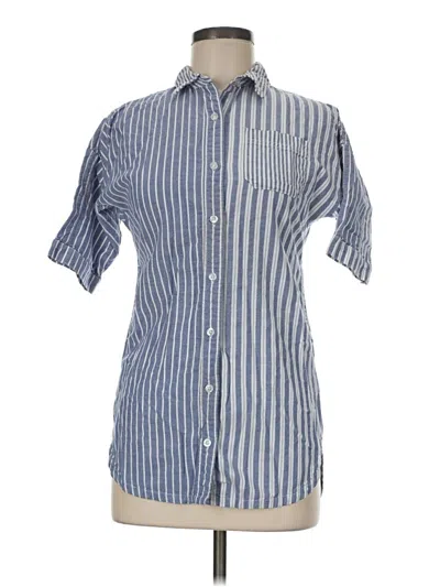 Pre-owned Free Assembly Short Sleeve Button Down Shirt In Blue