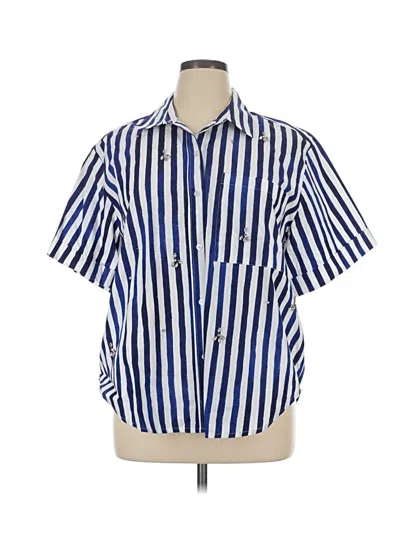 Pre-owned Free Assembly Short Sleeve Button Down Shirt In Blue