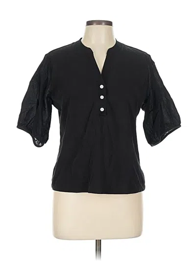 Pre-owned Free Assembly Short Sleeve Henley Shirt In Black