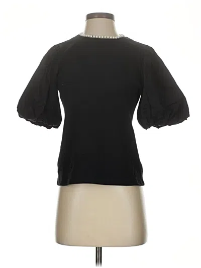 Pre-owned Free Assembly Short Sleeve Top Black Mock Neckline Tops