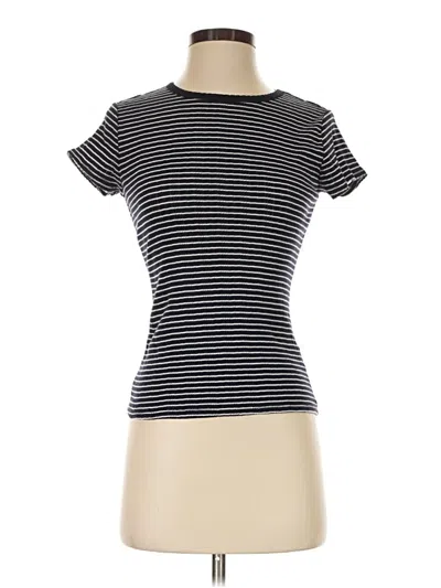 Pre-owned Free Assembly Short Sleeve Top Black Mock Neckline Tops