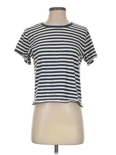 Pre-owned Free Assembly Short Sleeve Top Gray Stripes Pattern Crew Neck Tops