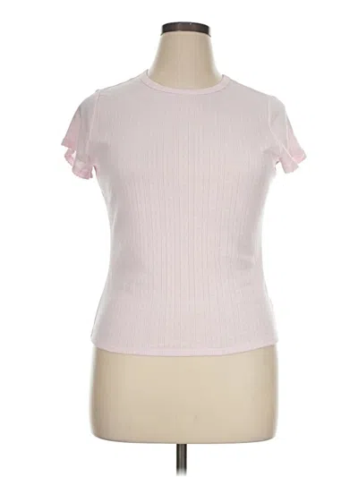 Pre-owned Free Assembly Short Sleeve Top Pink Mock Neckline Tops