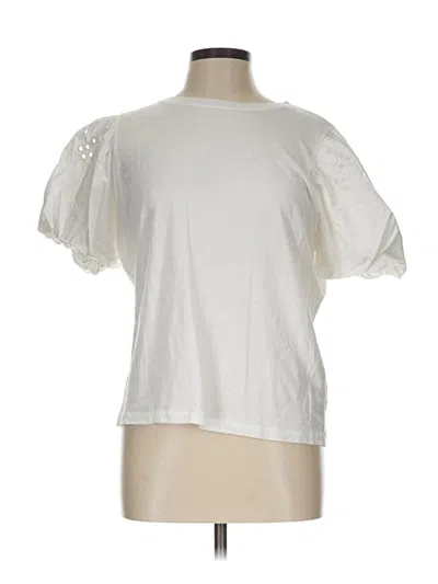 Pre-owned Free Assembly Short Sleeve Top White Crew Neck Tops